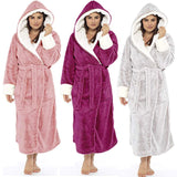 Bathrobe Long Sleeved Bathrobe Hooded Plush Robe Women Shawl  long