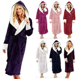 Bathrobe Long Sleeved Bathrobe Hooded Plush Robe Women Shawl  long