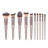 10pcs Champagne Makeup Brushes Set  Foundation Powder Blush Eyeshadow