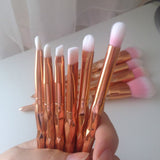 11Pcs Diamond Rose Gold Makeup Brushes Set Mermaid Fishtail Shaped