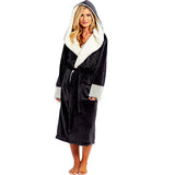 Bathrobe Long Sleeved Bathrobe Hooded Plush Robe Women Shawl  long