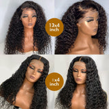 13x4 HD Transparent Lace Frontal Deep Wave Human Hair Wigs 200% Densit