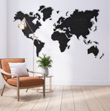 Wooden World Map Rustic Wall Art Home Decor Large Travel Map Wood Gift