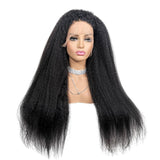 13x4 HD Transparent Lace Frontal Kinky Straight Human Hair Wigs 200% D