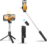 Selfie Stick with LED Fill Light,Phone Tripod Stand Color BLACK