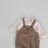 Infant Baby Boys Corduroy Long Sleeves Combo Overalls In Sets