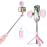 Wireless Bluetooth Selfie Stick with Led Ring Light Foldable Tripod